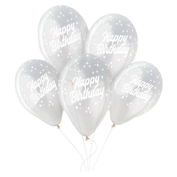 Gemar 13 inch Crystal Clear #000 Happy Birthday Latex Balloons (25)