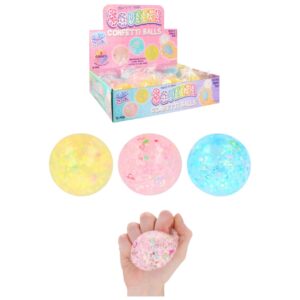 6cm Squeezy Confetti Balls 3 Assorted (12pk)