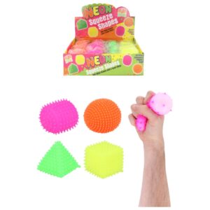 7cm Spikey Neon Squeeze Shapes 4 Assorted (12pk)