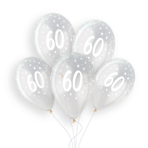 Gemar 13 inch Age 60 Crystal Clear Latex Balloons (25)