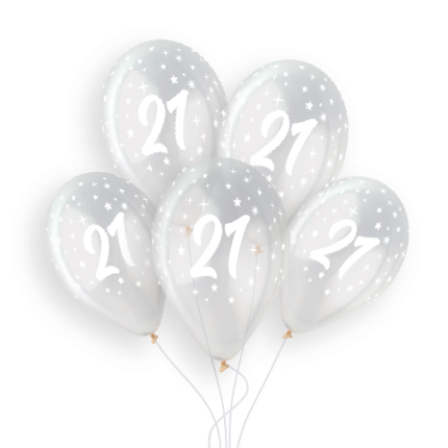 Gemar 13 inch Age 21 Crystal Clear Latex Balloons (25)