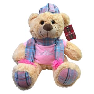 15 inch Cute Scotland Souvenir Teddy Bear with Tartan Scarf & Hat