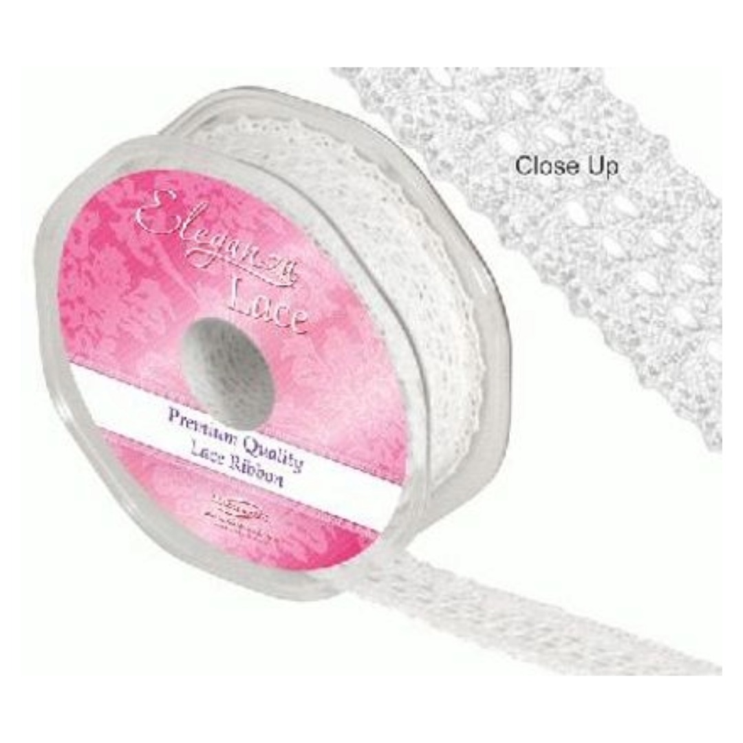 Eleganza White 27mm x 10m Lace Georgian Ribbon