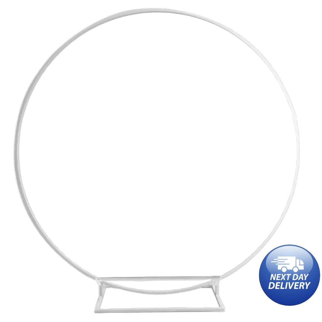 NEW 2nd Gen White Bolted Heavy Duty Metal 180cm Balloon Hoop Ring Backdrop Arch