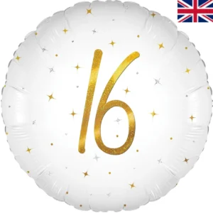 Oaktree 18 inch Age 16 White Elegant Sparkle Holographic Foil Balloon