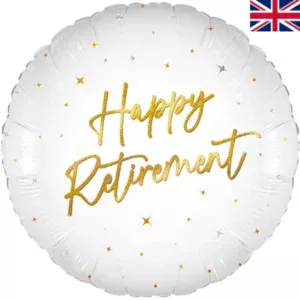 Oaktree 18 inch Happy Retirement White Elegant Sparkle Holographic Foil Balloon