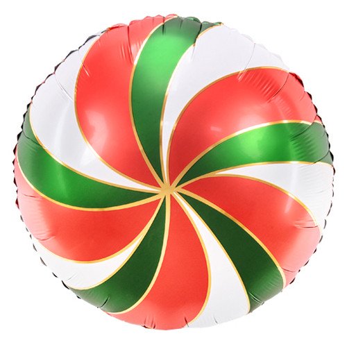 Party Deco 18 inch Red & Green Candy Foil Balloon