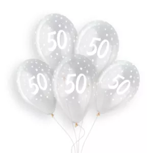 Gemar 13 inch Age 50 Crystal Clear Latex Balloons (25)