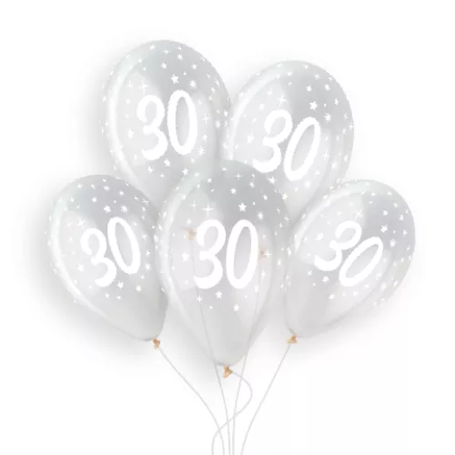 Gemar 13 inch Age 30 Crystal Clear Latex Balloons (25)