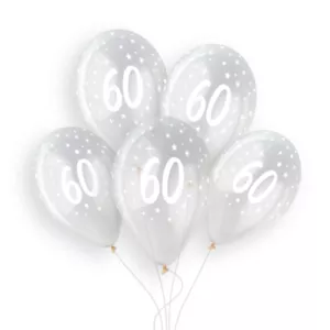 Gemar 13 inch Age 60 Crystal Clear Latex Balloons (25)
