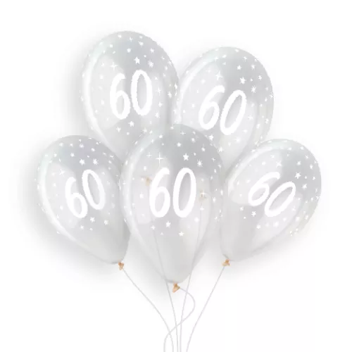 Gemar 13 inch Age 60 Crystal Clear Latex Balloons (25)