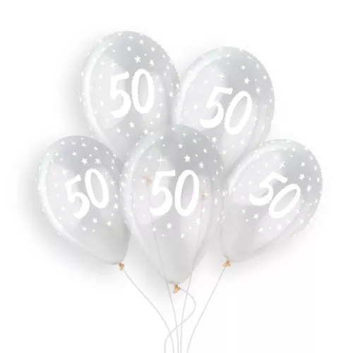 Gemar 13 inch Age 50 Crystal Clear Latex Balloons (25)