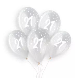 Gemar 13 inch Age 21 Crystal Clear Latex Balloons (25)