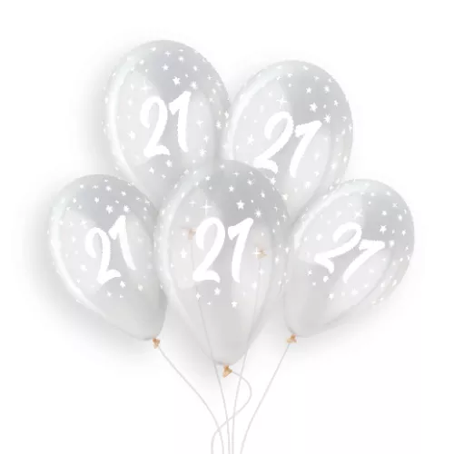 Gemar 13 inch Age 21 Crystal Clear Latex Balloons (25)