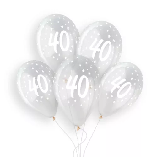 Gemar 13 inch Age 40 Crystal Clear Latex Balloons (25)