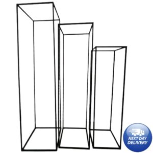 Set Of 3 Black Rectangular Balloon Flower Stand Plinths