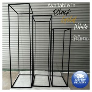 Gold, Silver Black or White Set Of 3 Rectangular Balloon Flower Stand Plinth Stand