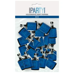 Unique Blue Party Poppers (20) (6pk)