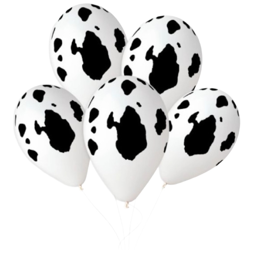 Gemar 13 inch White #1307 Cow Print Latex Balloons (25)