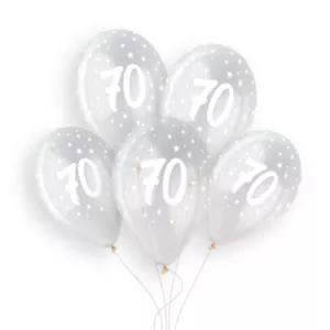 Gemar 13 inch Age 70 Crystal Clear Latex Balloons (25)