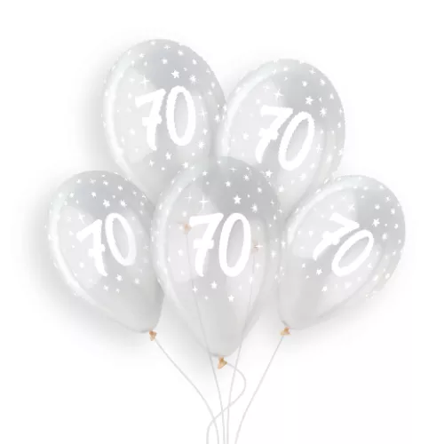 Gemar 13 inch Age 70 Crystal Clear Latex Balloons (25)