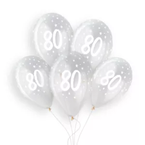 Gemar 13 inch Age 80 Crystal Clear Latex Balloons (25)