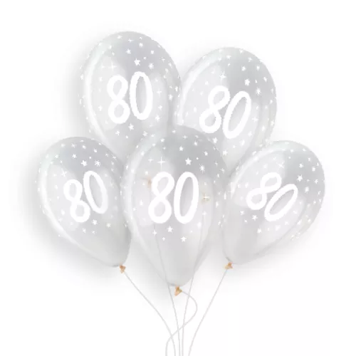 Gemar 13 inch Age 80 Crystal Clear Latex Balloons (25)
