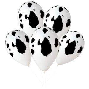 Gemar 13 inch White #1307 Cow Print Latex Balloons (25)