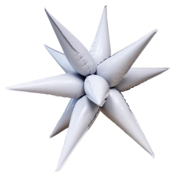 B4U 26 inch 12 point White Spikey Starburst Foil Balloon