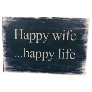 Happy Wife Happy Life Black Decorative Wooden Plaque