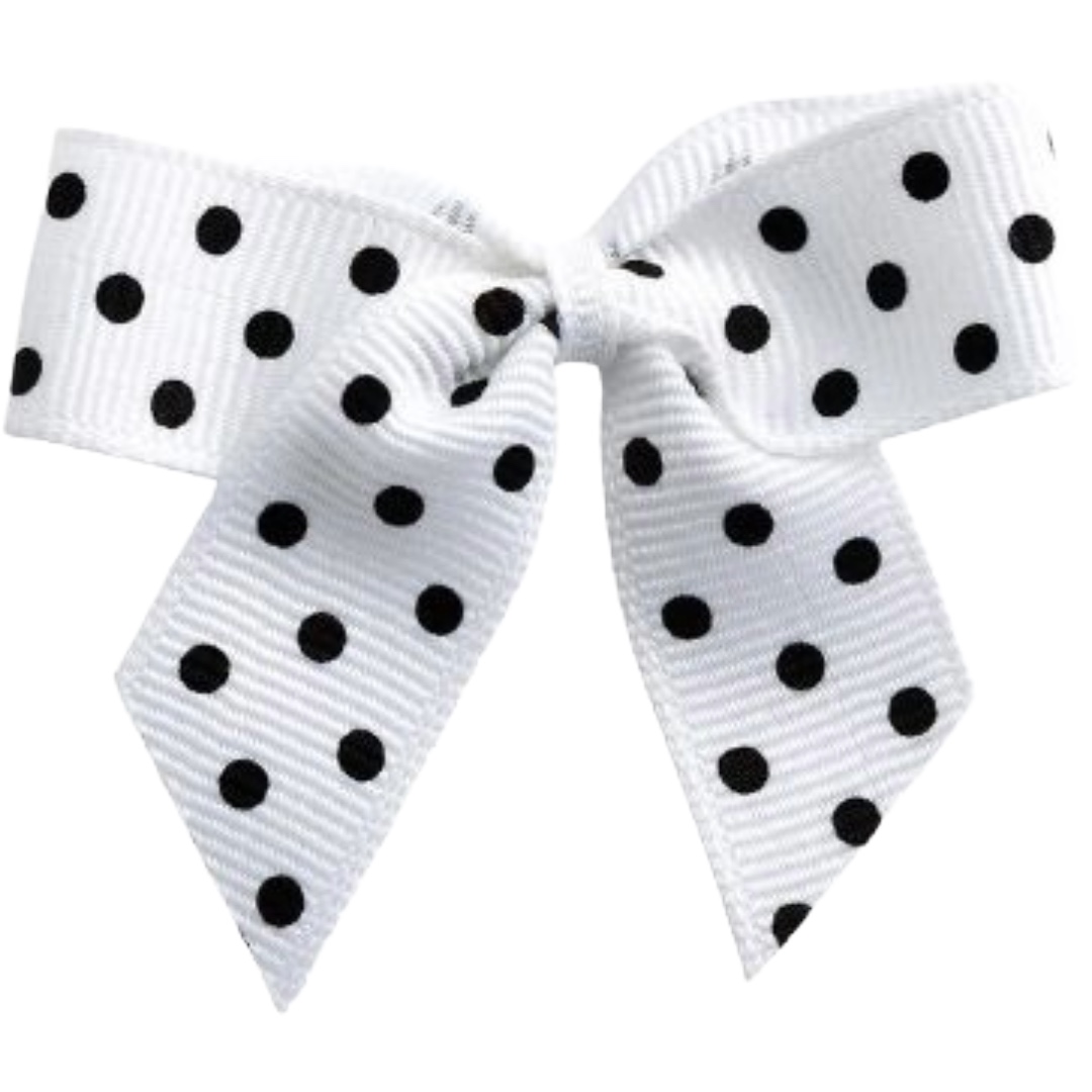 5cm White Polka Dot Self Adhesive Ribbon Bows (12pk)