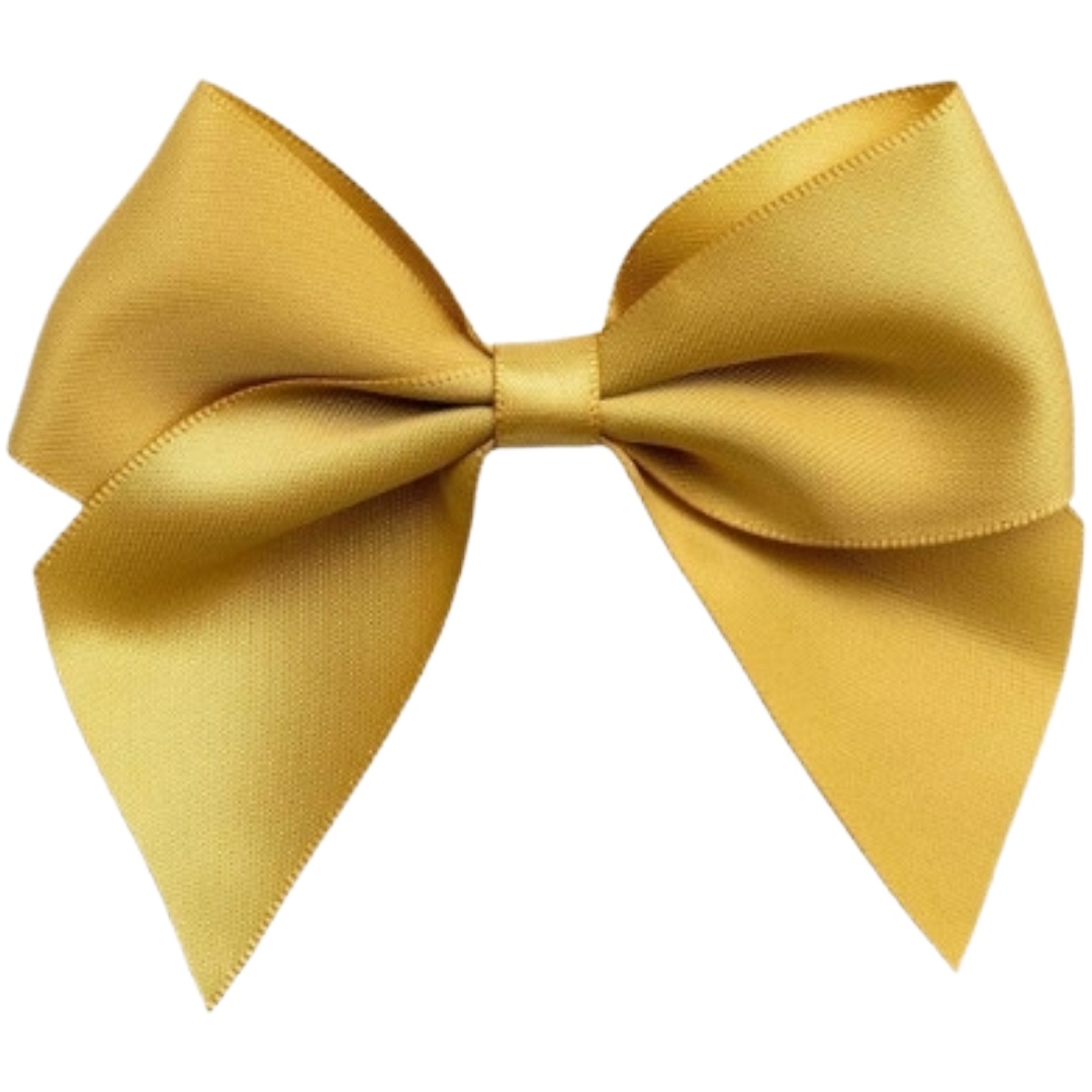 10cm Gold Satin Self Adhesive Ribbon Bows (6pk)