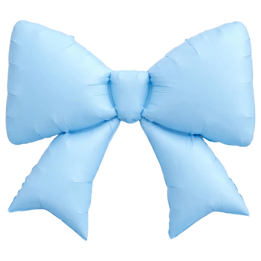B4U Matte Blue Bow Foil Balloon 38.58 × 29.53 inch (Air Fill & Helium)