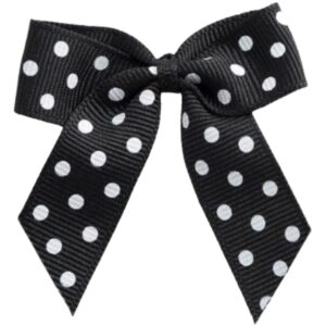 5cm Black Polka Dot Self Adhesive Ribbon Bows (12pk)
