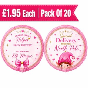 B4U 18 inch Pink Elf Special Delivery From The North Pole Foil Balloon (20pk)