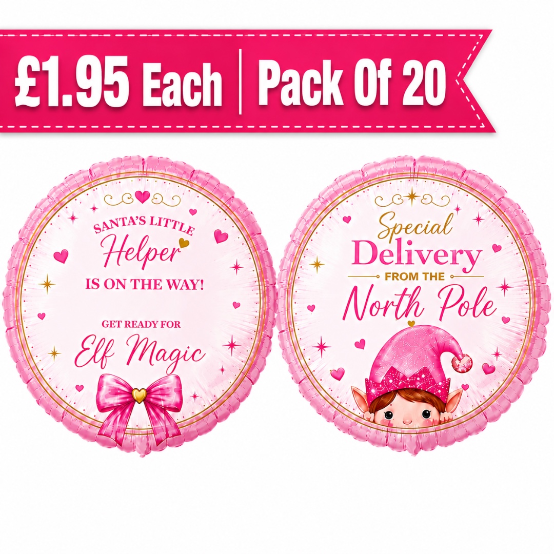 B4U 18 inch Pink Elf Special Delivery From The North Pole Foil Balloon (20pk)