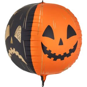 Party Deco 29 inch Black & Orange Scary Pumpkins Sphere Foil Balloon