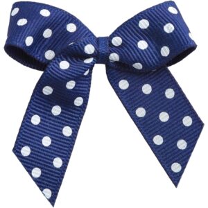 5cm Navy Polka Dot Self Adhesive Ribbon Bows (12pk)