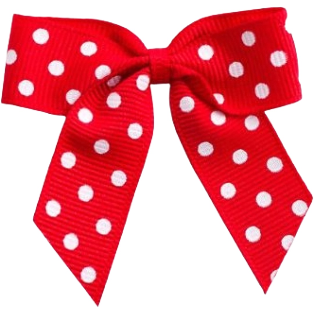 5cm Red Polka Dot Self Adhesive Ribbon Bows (12pk)