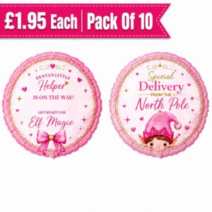 B4U 18 inch Pink Elf Special Delivery From The North Pole Foil Balloon (10pk)