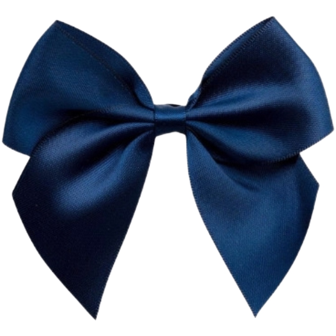 10cm Navy Satin Self Adhesive Ribbon Bows (6pk)