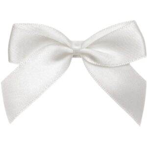 5cm White Satin Self Adhesive Ribbon Bows (12pk)