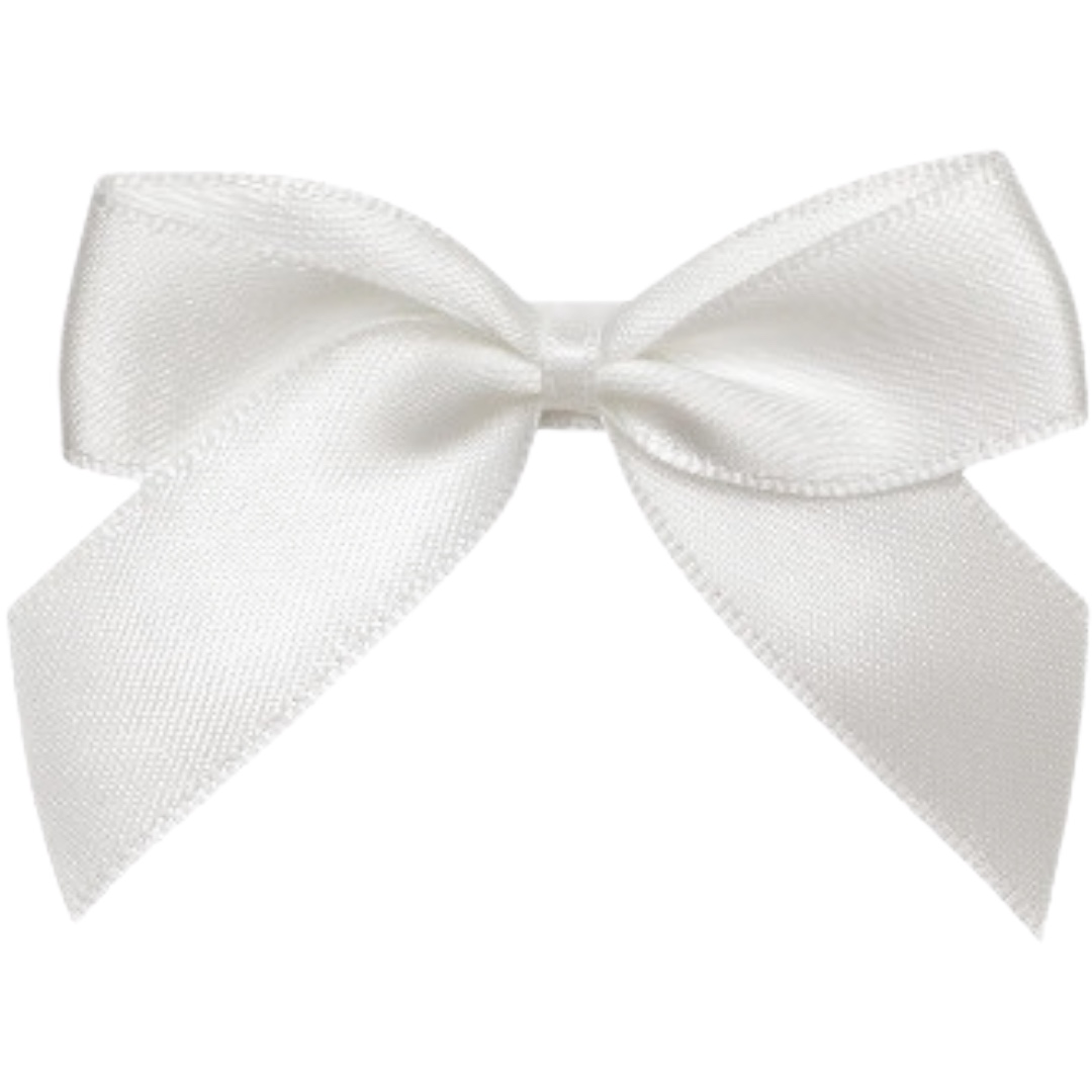 5cm White Satin Self Adhesive Ribbon Bows (12pk)
