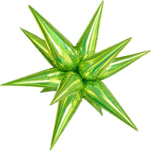 B4U 26 inch 12 point Iridescent Green Spikey Starburst Foil Balloon
