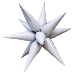 B4U 26 inch 12 point White Spikey Starburst Foil Balloon