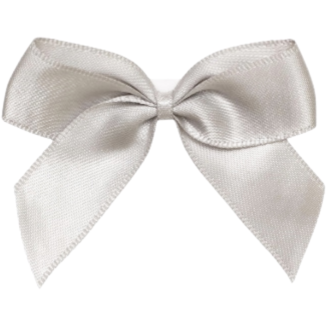 5cm Silver Satin Self Adhesive Ribbon Bows (12pk)