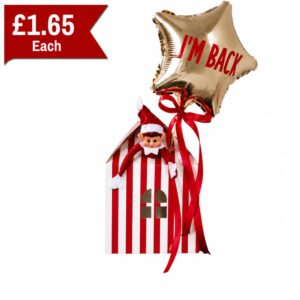 B4U Elf Arrival Red & White Stripes Box With Handles (96pk)