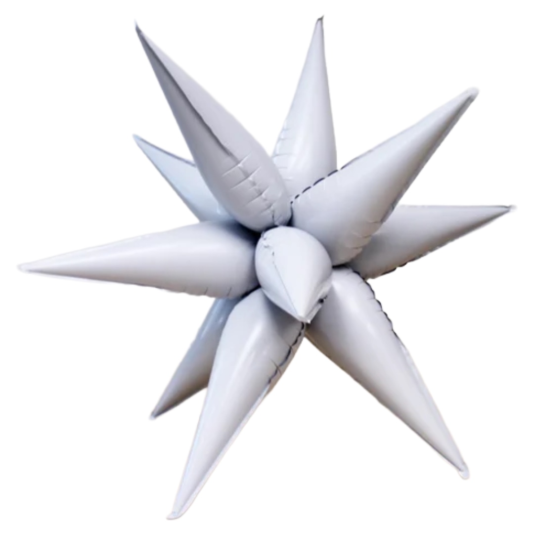 B4U 26 inch 12 point White Spikey Starburst Foil Balloon