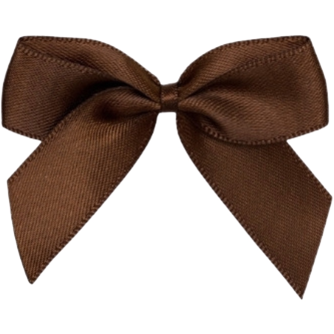 5cm Brown Satin Self Adhesive Ribbon Bows (12pk)