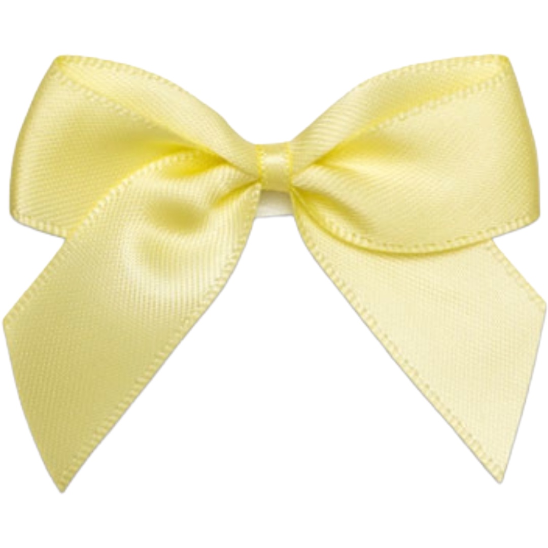 5cm Lemon Satin Self Adhesive Ribbon Bows (12pk)